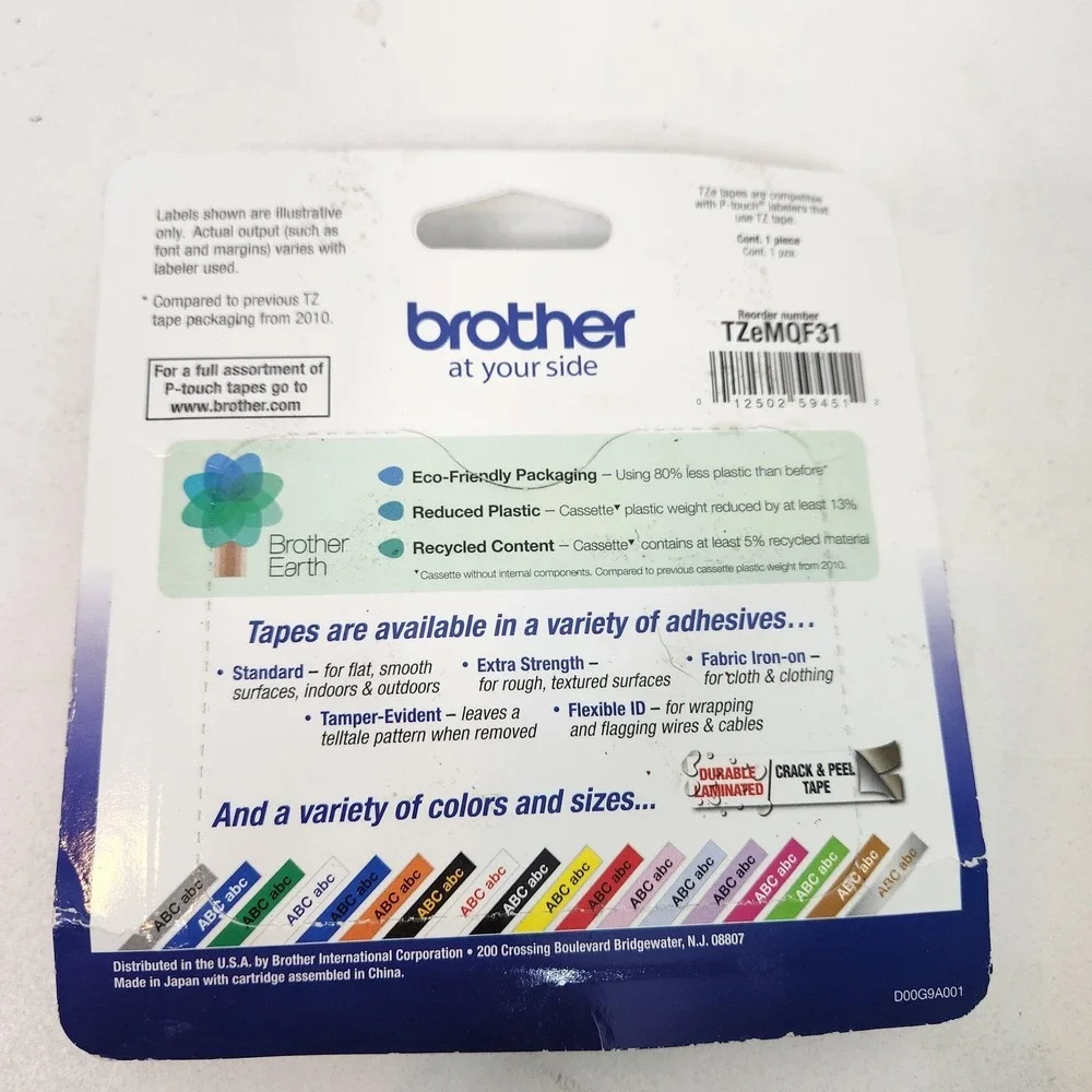 Brother P-Touch TZeMQF31 Label Tape 12mm 1/2in Black On Pastel Purple Laminated